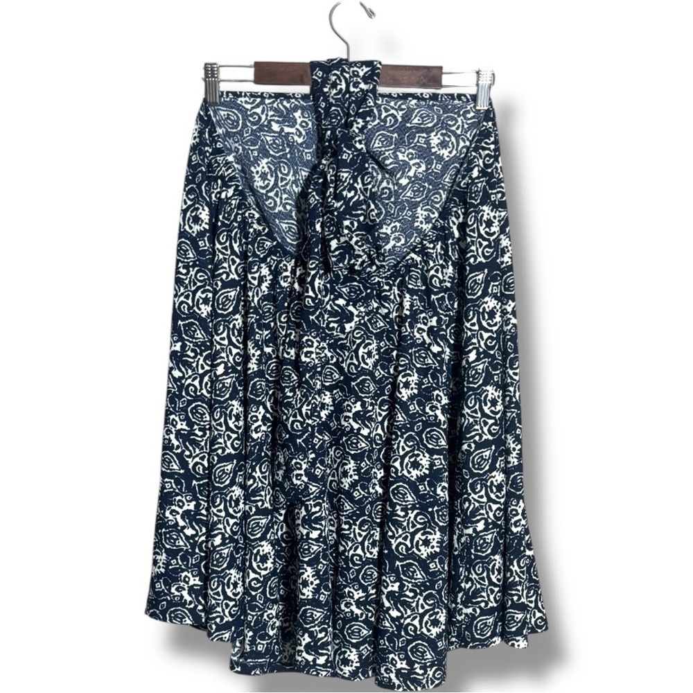 H&M Navy and White Print Asymmetrical Adjustable Tie Halter Sundress - Picture 15 of 16